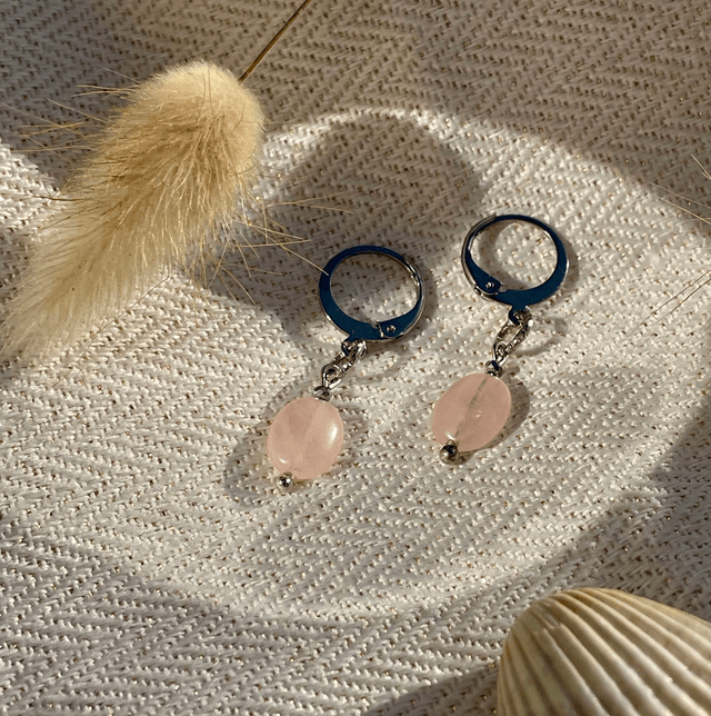 Boucles d’oreilles Quartz Rose Ovale