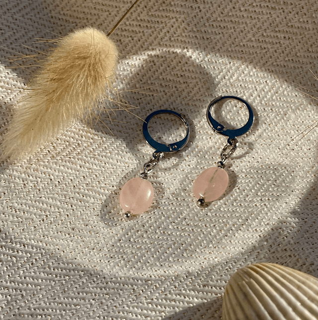 Boucles d’oreilles Quartz Rose Ovale